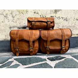 alton leathers 3 brown leather motorcycle side pouch saddlebags saddle bag panniers 2side pouch