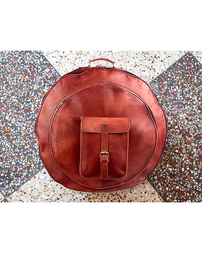 Brown GOAT Leather Cymbal Bag | Cymbal Carrying Case | Gift For Drummers-20 INCHES-4