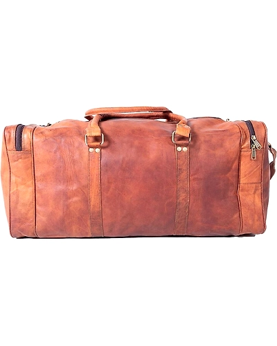 New Handmade Genuine Leather Large Duffel Brown Weekend Luggage Travel Bag-24 INCHES WIDE-2