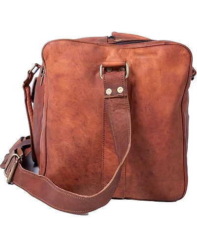 New Handmade Genuine Leather Large Duffel Brown Weekend Luggage Travel Bag-24 INCHES WIDE-3
