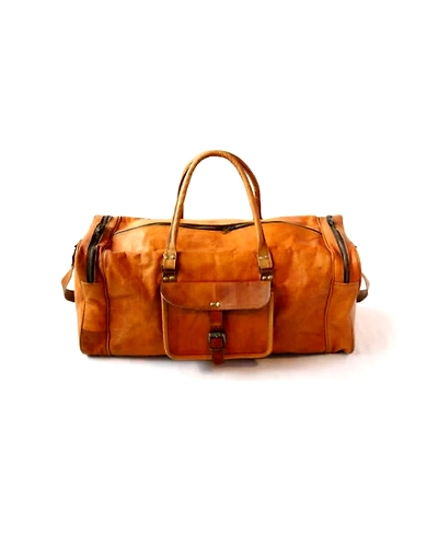 New Handmade Genuine Leather Large Duffel Brown Weekend Luggage Travel Bag-24 INCHES WIDE-4