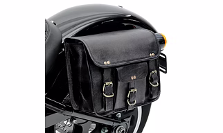 Motorcycle Leather Pouch Panniers Black Side Saddle Bag Saddlebags Bags Tool 2