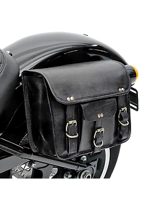Motorcycle Leather Pouch Panniers Black Side Saddle Bag Saddlebags Bags Tool 2