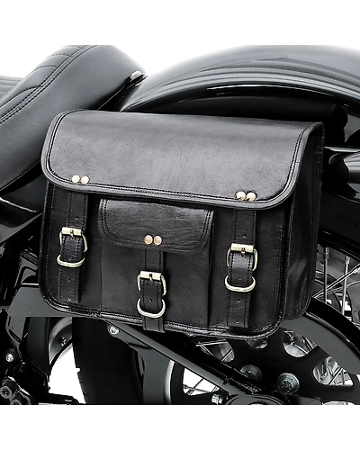 Motorcycle Leather Pouch Panniers Black Side Saddle Bag Saddlebags Bags Tool 2-12166484