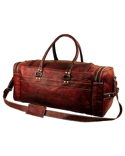 Unisex LARGE Brown Leather Travel Bag New Duffel Weekend Gym Overnight Bag-24 INCHES WIDE-5
