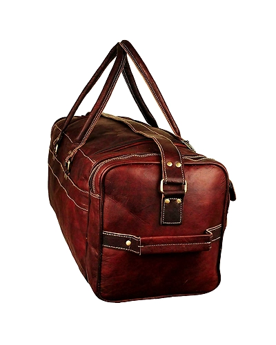 Unisex LARGE Brown Leather Travel Bag New Duffel Weekend Gym Overnight Bag-24 INCHES WIDE-4