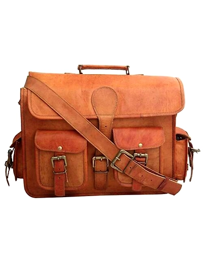 Vintage Leather Large Men's Laptop Bag Handmade Briefcase Messenger Satchel Bag-9X11X5 INCH-2