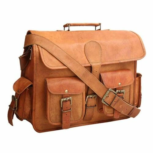 Vintage Leather Large Men's Laptop Bag Handmade Briefcase Messenger Satchel Bag-9X11X5 INCH-1