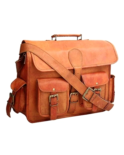 Vintage Leather Large Men's Laptop Bag Handmade Briefcase Messenger Satchel Bag-9X11X5 INCH-1