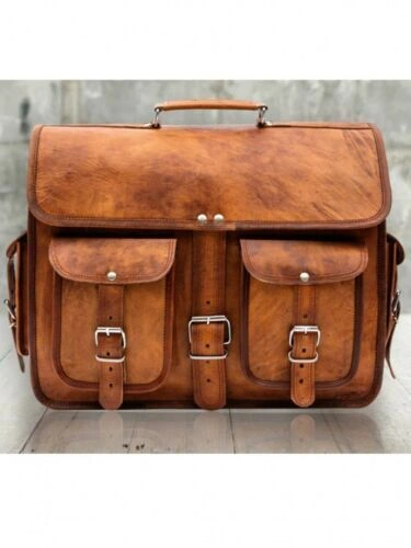 Vintage Leather Large Men's Laptop Bag Handmade Briefcase Messenger Satchel Bag-12166498