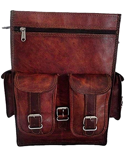 Backpack Rucksack Messenger Bag Men's Genuine Leather Vintage Laptop Satchel Bag-11X15X5 INCH-4