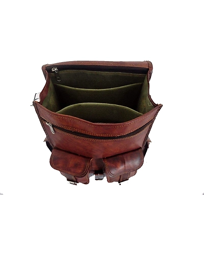 Backpack Rucksack Messenger Bag Men's Genuine Leather Vintage Laptop Satchel Bag-11X15X5 INCH-2
