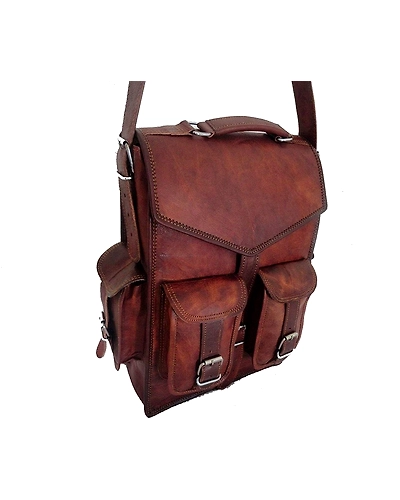 Backpack Rucksack Messenger Bag Men's Genuine Leather Vintage Laptop Satchel Bag-12166510