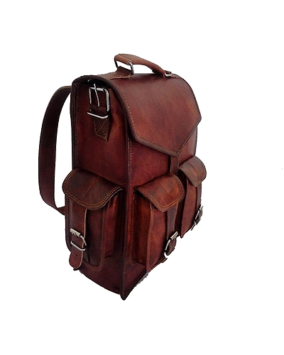 Backpack Rucksack Messenger Bag Men's Genuine Leather Vintage Laptop Satchel Bag-11X15X5 INCH-1