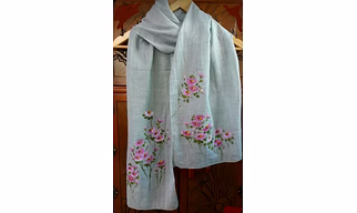 Cotton scarf hand-painted