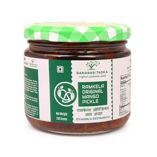 Ramkela Original Mango Pickle | 100% Homemade | 100% Sun-Dried, 100% Sun Matured Premium Quality Mango Pickle | Glass Jar Packing