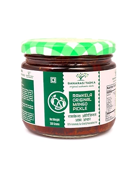 Ramkela Original Mango Pickle | 100% Homemade | 100% Sun-Dried, 100% Sun Matured Premium Quality Mango Pickle | Glass Jar Packing