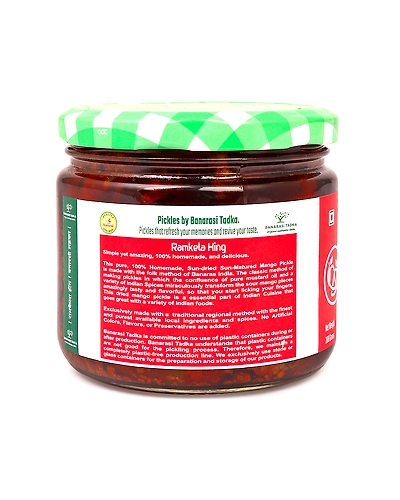 Ramkela Hing Mango Pickle | 100% Homemade | 100% Sun-Dried, 100% Sun Matured Premium Quality Mango Pickle | Glass Jar Packing-1
