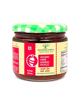 Achari Hing Mango Pickle | 100% Homemade | 100% Sun-Dried, 100% Sun Matured Premium Quality Mango Pickle | Glass Jar Packing
