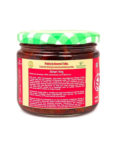 Achari Hing Mango Pickle | 100% Homemade | 100% Sun-Dried, 100% Sun Matured Premium Quality Mango Pickle | Glass Jar Packing-1