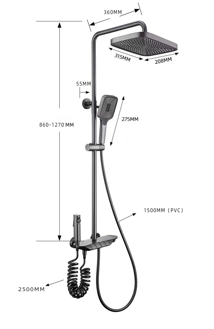 09_Elegant 5 Function Shower System With Atmosphere Blue Light-3