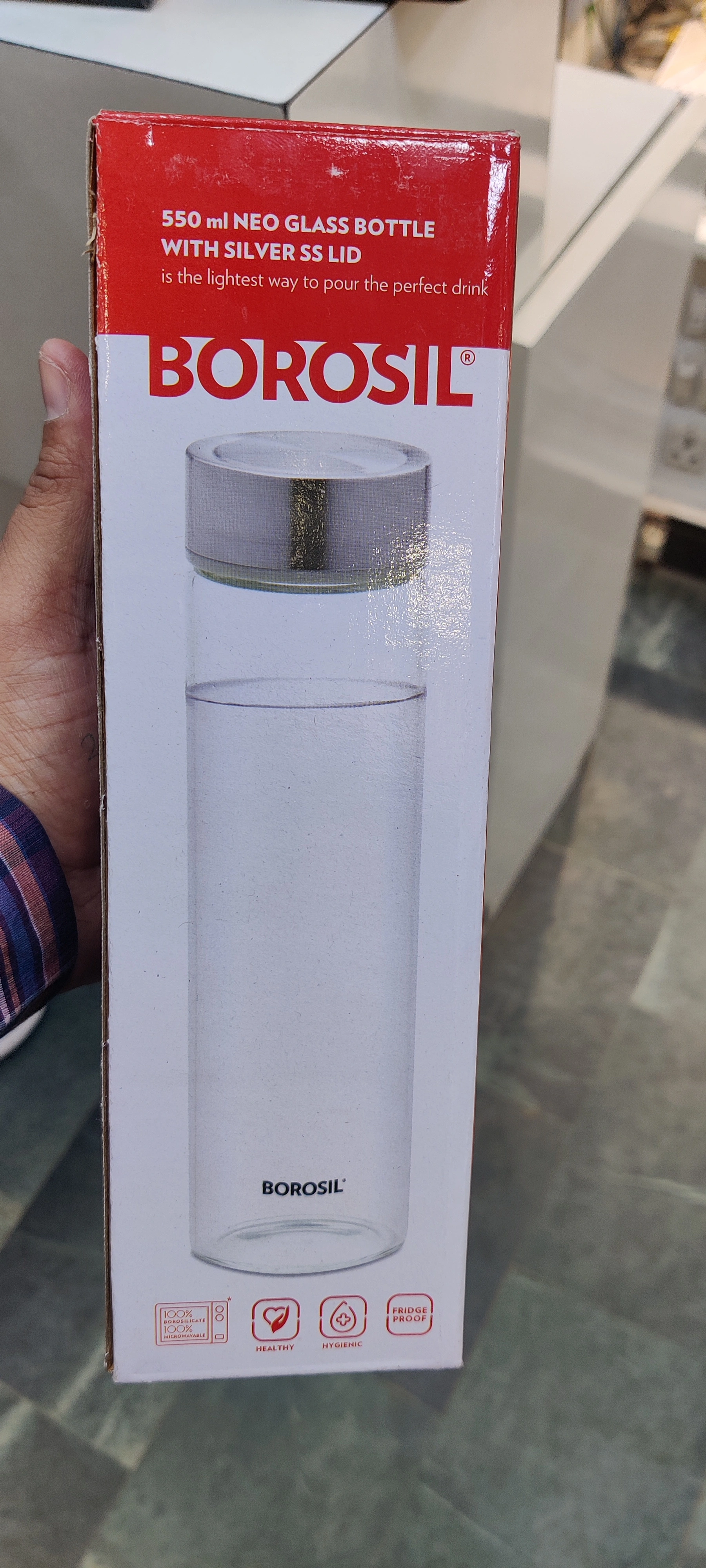 Neo Borosilicate Glass Bottle - Silver Lid, MyBorosil