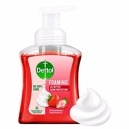 reckitt dettol foaming hand wash pump - strawberry, 250ml