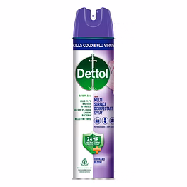 reckitt dettol multi-surface disinfectant sanitizer spray bottle | 24 hours protection| germ kill on hard and soft surfaces (orchard bloom, 225ml)