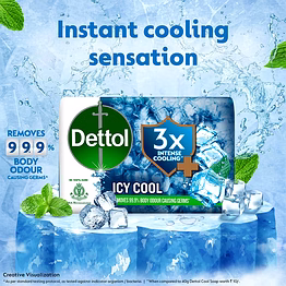 reckitt dettol icy cool bathing soap bar with 3x intense cooling 100gm