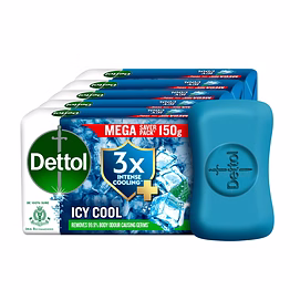 reckitt dettol icy cool bathing soap bar with 3x intense cooling 150gm pack of 5