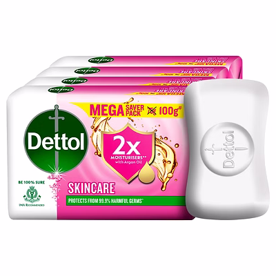 reckitt dettol skincare moisturizing beauty bathing soap bar 100gm pack of 4