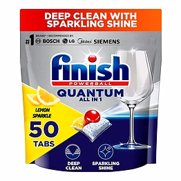 reckitt finish powerball quantum dishwasher detergent, lemon sparkle scent, 50 tabs