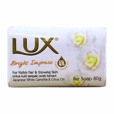 unilever lux bright impress soap bar, japanese camellia & citrus oil, for visibly bright & glowing skin, 80g