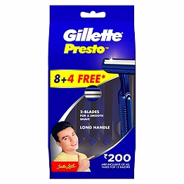 p&g gillette presto manual shaving razor (pack of 8 + 4)