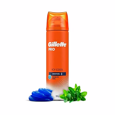 p&g gillette pro shaving gel icy cool with menthol-195gram, white