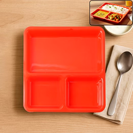 plastic 3-compartment rectangular meal serving tray / plates (1 pc)