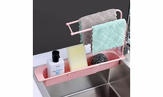 Over-Sink Expandable Sink Caddy with Dual Towel Bar & Drip Tray