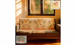 Elegant Floral Sofa Protector Cover - (1 Pc / 139x28 Inch)