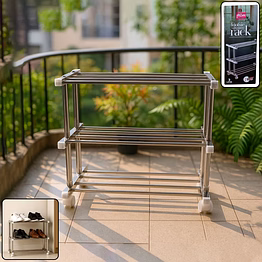 supermom stainless steel multipurpose shoe & storage rack - (1 pc)