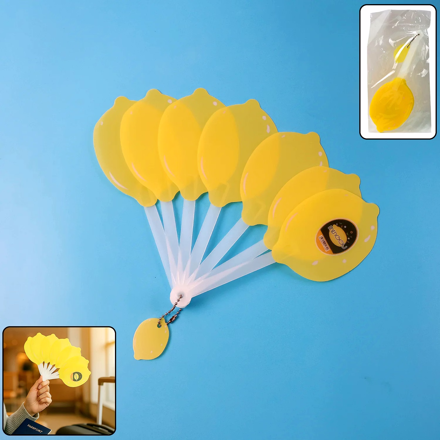 lemon-shape hand fan - (1 pc)