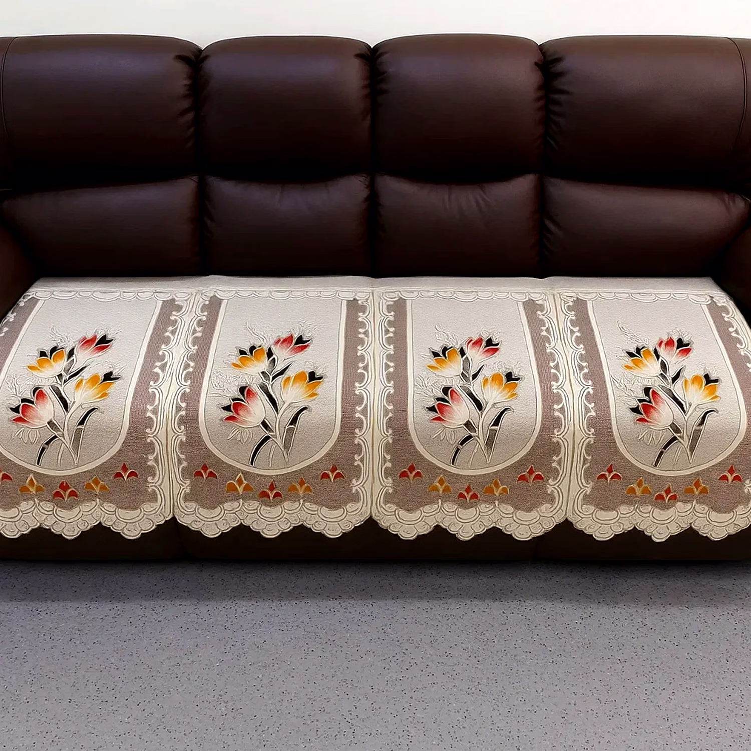 floral sofa seat runner protector - (1 pc / 134x28 inch)