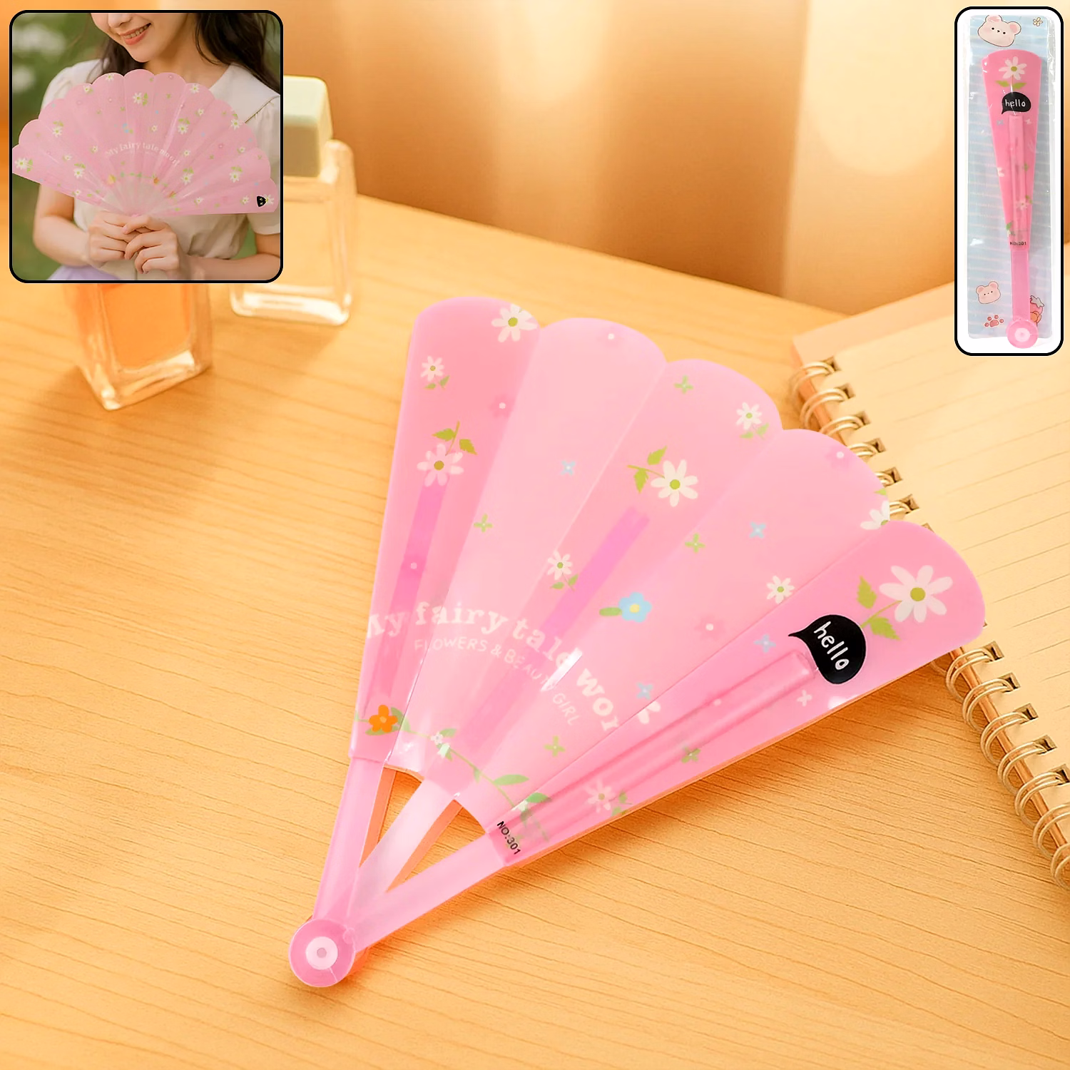 foldable hand fan with floral print