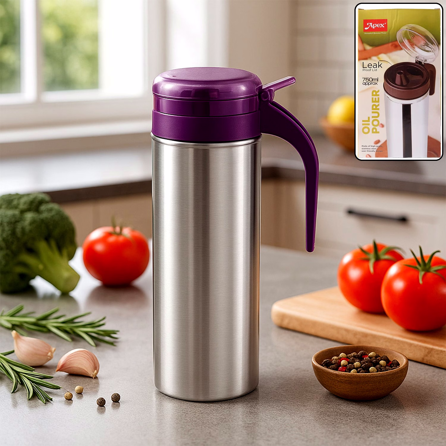 Apex 750ml Approx. Stainless Steel Oil Pourer (1 Pc) image 1