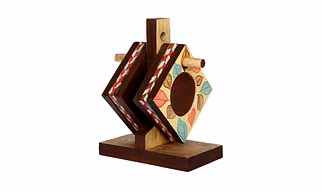 Hand-painted Classy Flower Mangowood Coasters set of 6 pcs