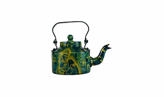 Handpainted The Ajanta Magic Bamboo Aluminium Serving / Decorative Kettle