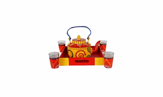 Handpainted Colorful Tradition Tea Kettle Set 6 pcs