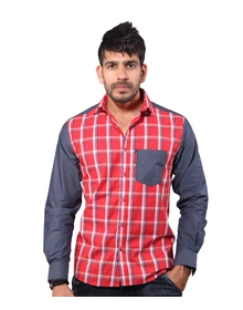 Men's Top Wear Casual Shirt Full Sleeve Charcoal Red