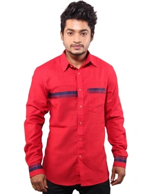 Men's Casual Shirt Full Sleeve Red Chancy