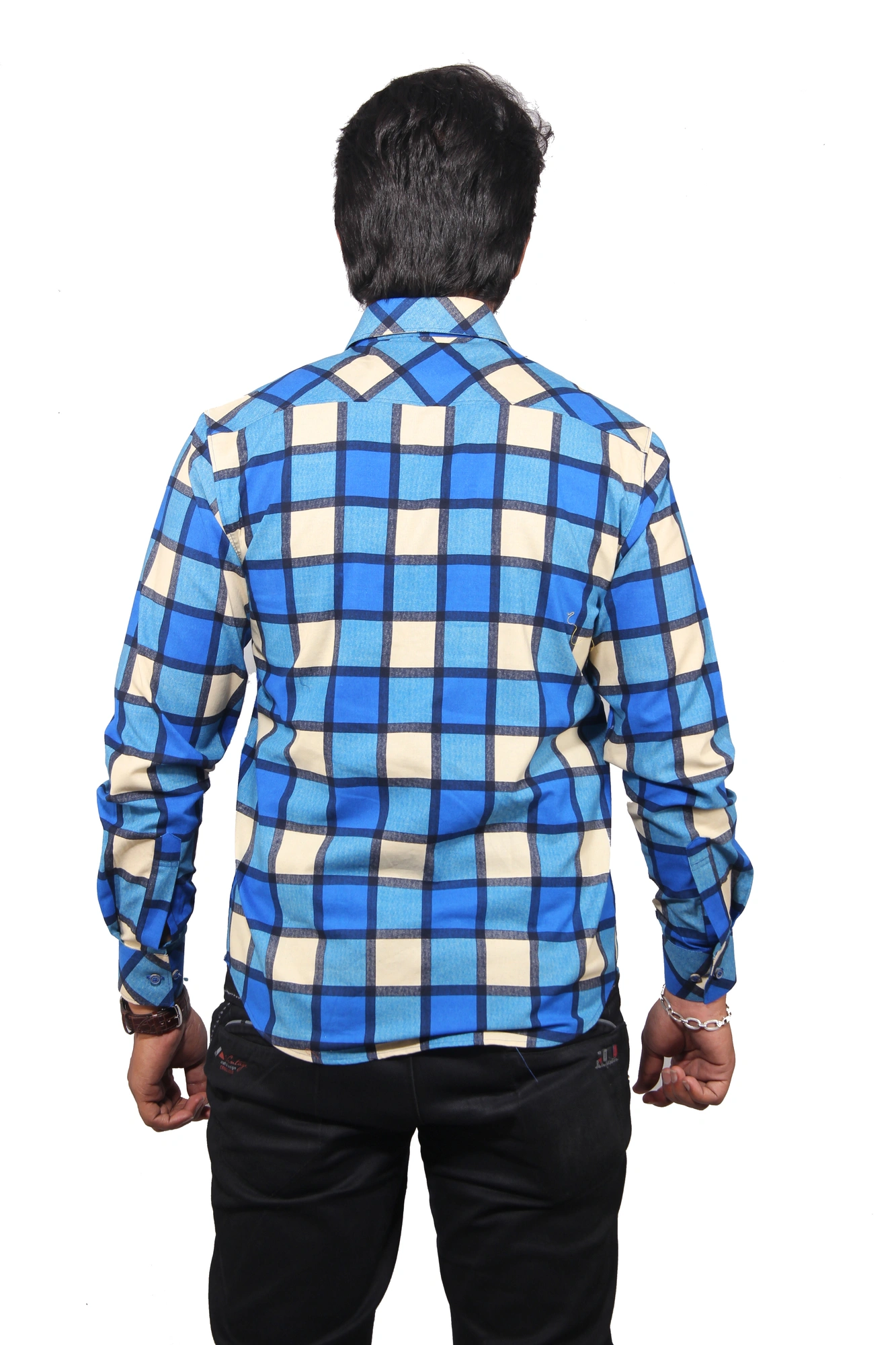 Men's Casual Shirt Full Sleeve Blue Check-1