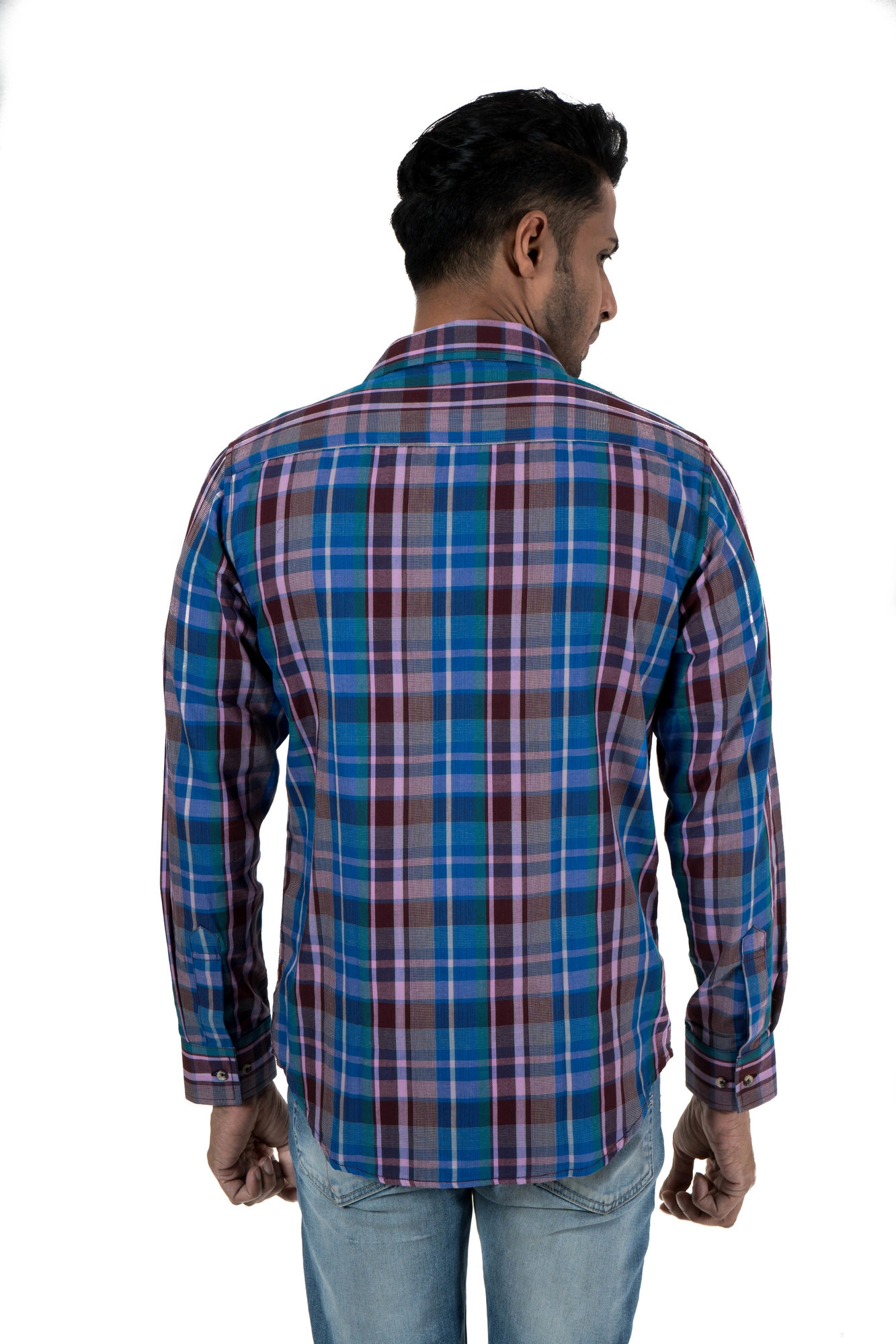 Men's Casual Shirt Slim Fit Full Sleeve Plaid Check-2